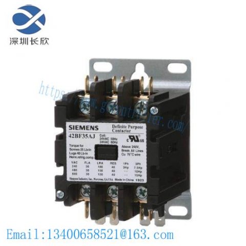 Siemens Furnas 42BF35AF Definite Purpose Contactor, 24V DC, 30A, Electrical Control
